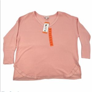 Vintage America Waffle Knit Tunic Peachy Pink XXL